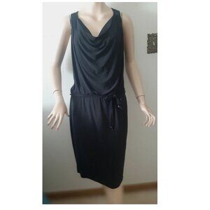 New EVAN-PICONE Black Blouson Front-Drape Dress Women's Size 14